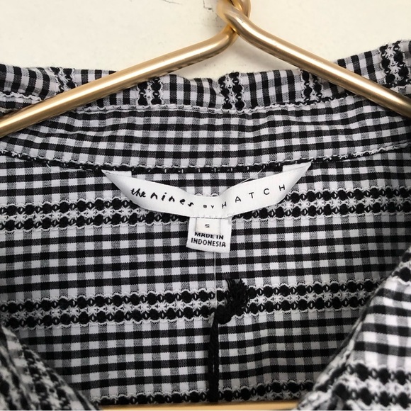 The Nines By Hatch Gingham Black And White Button Up Sz Sm - Picture 4 of 5